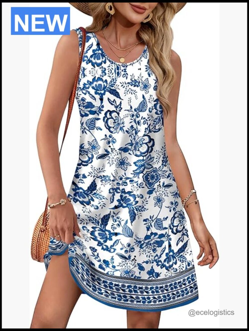 Casual Sundress with Pockets Beach Cover Up Swing Dress